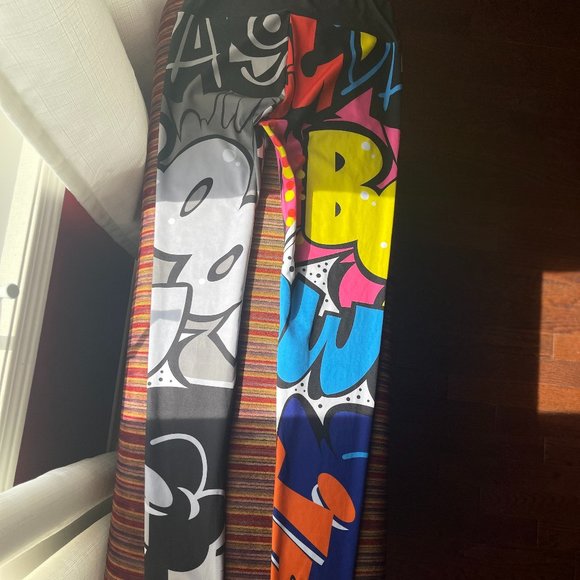 BOOM Colour/Black and White High Waist Graffiti Leggings - Picture 5 of 7